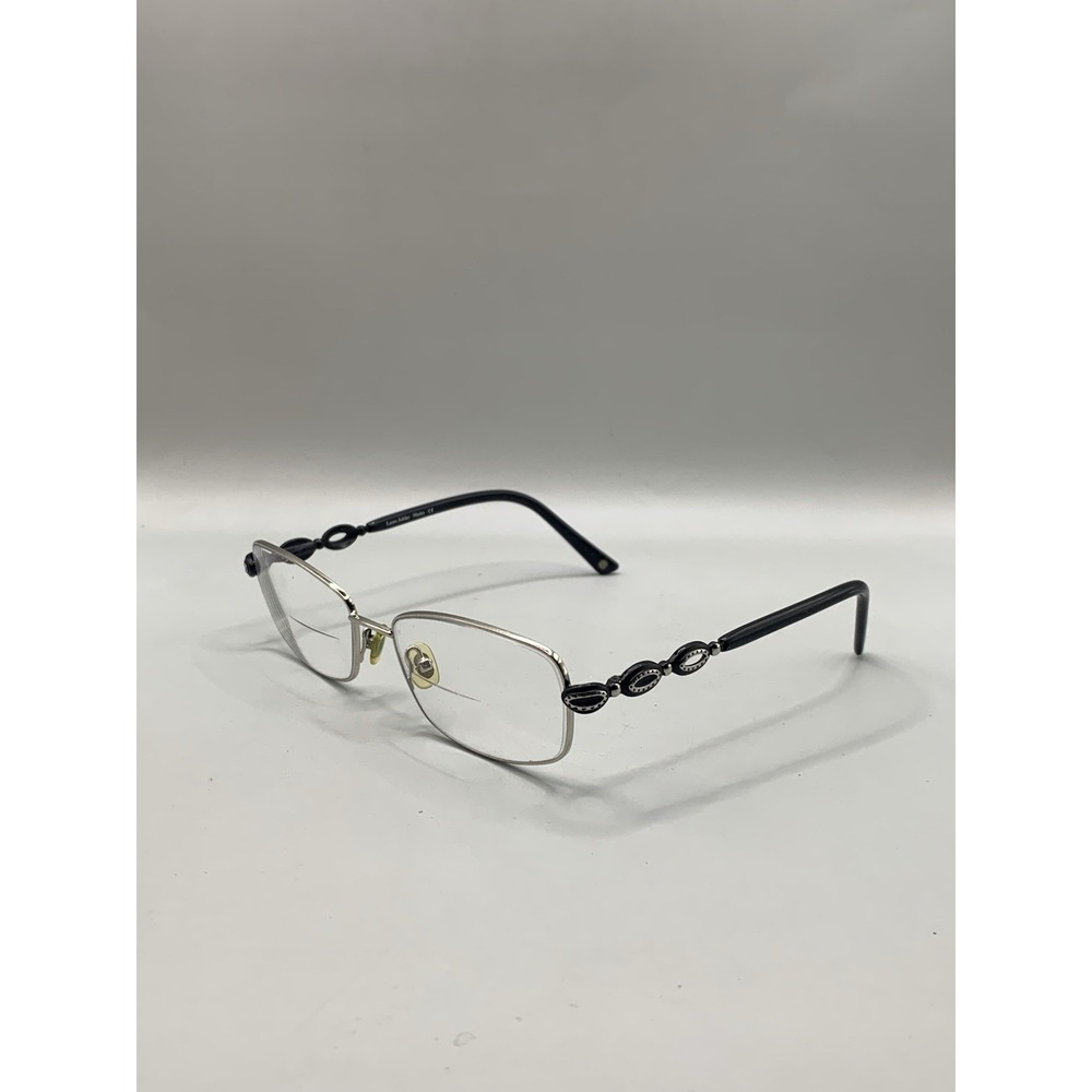 Laura Ashley Eyeglasses Marisa 54-17-130 Silver Black Rectangle Frame Only